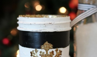 DIY Stripes and Glitter Mason Jar